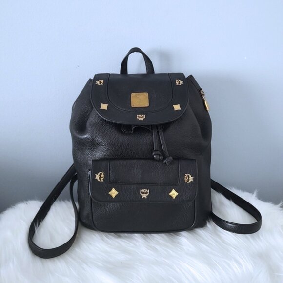 MCM Handbags - MCM vintage studded leather backpack w/COA EUC
